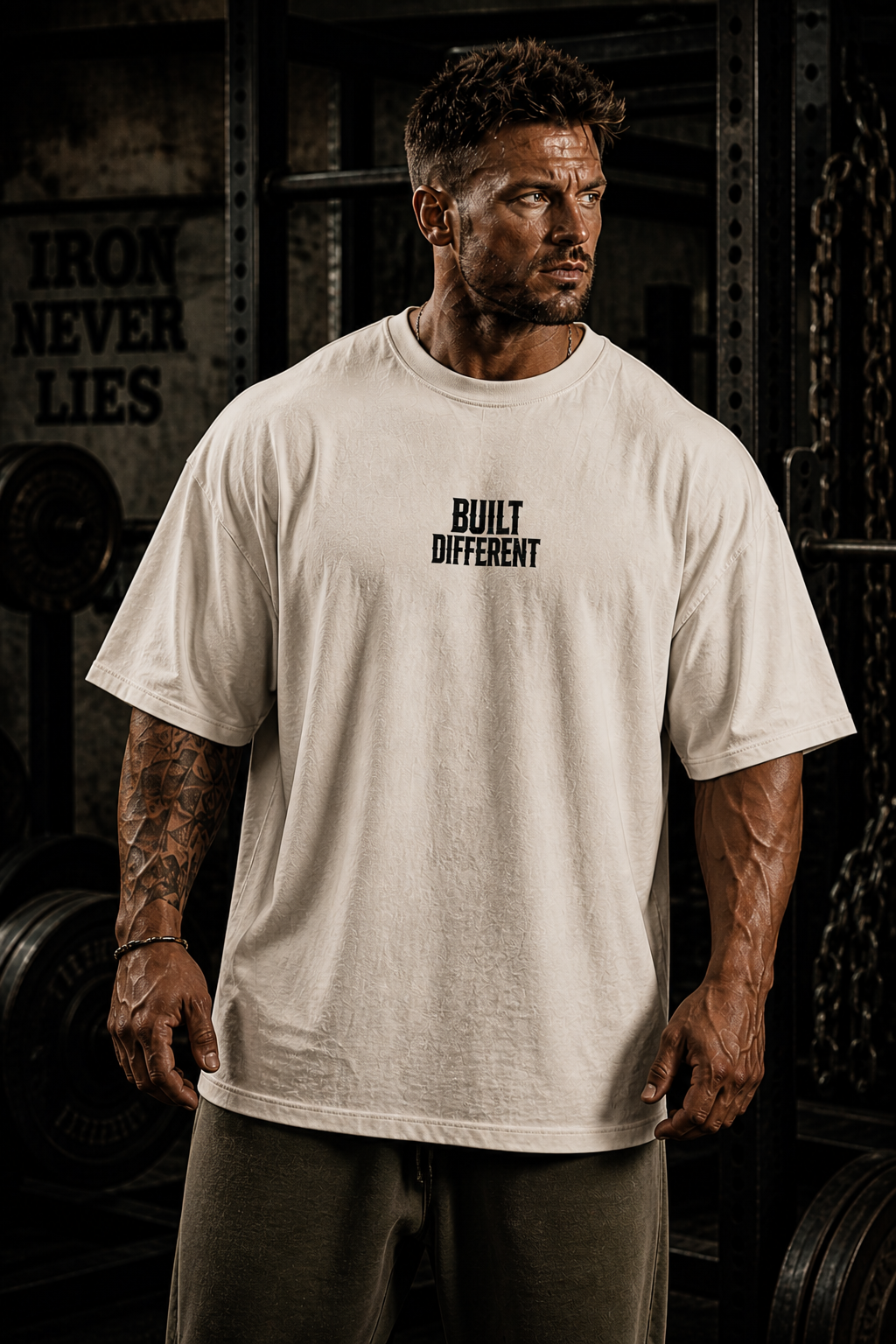 Oversized T-Shirt „BUILT DIFFERENT – GENX“ Natural Raw