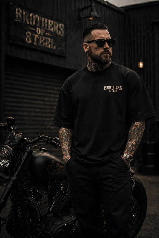 Brothers of Steel Oversized T-Shirt Black – 240 GSM Premium Gym & Streetwear Tee