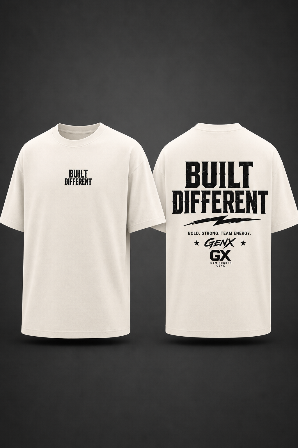 Oversized T-Shirt „BUILT DIFFERENT – GENX“ Natural Raw
