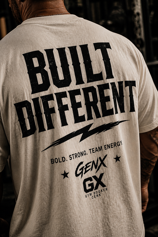 Oversized T-Shirt „BUILT DIFFERENT – GENX“ Natural Raw