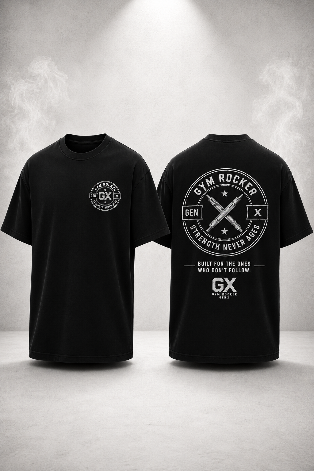 Oversized T-Shirt „STRENGTH NEVER AGES – GENX“ Black
