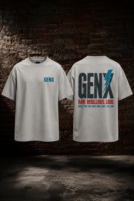 GENX RAW. REBELLIOUS. LOUD. Oversized T-Shirt – Washed Grey