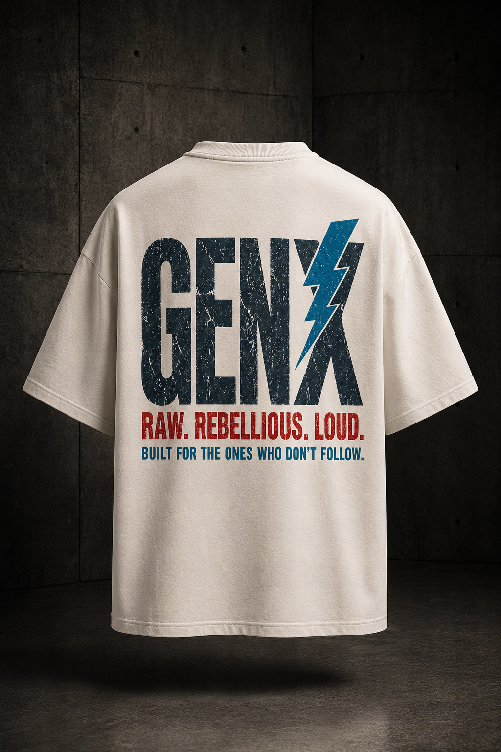 GENX RAW. REBELLIOUS. LOUD. Oversized T-Shirt – Natural Raw