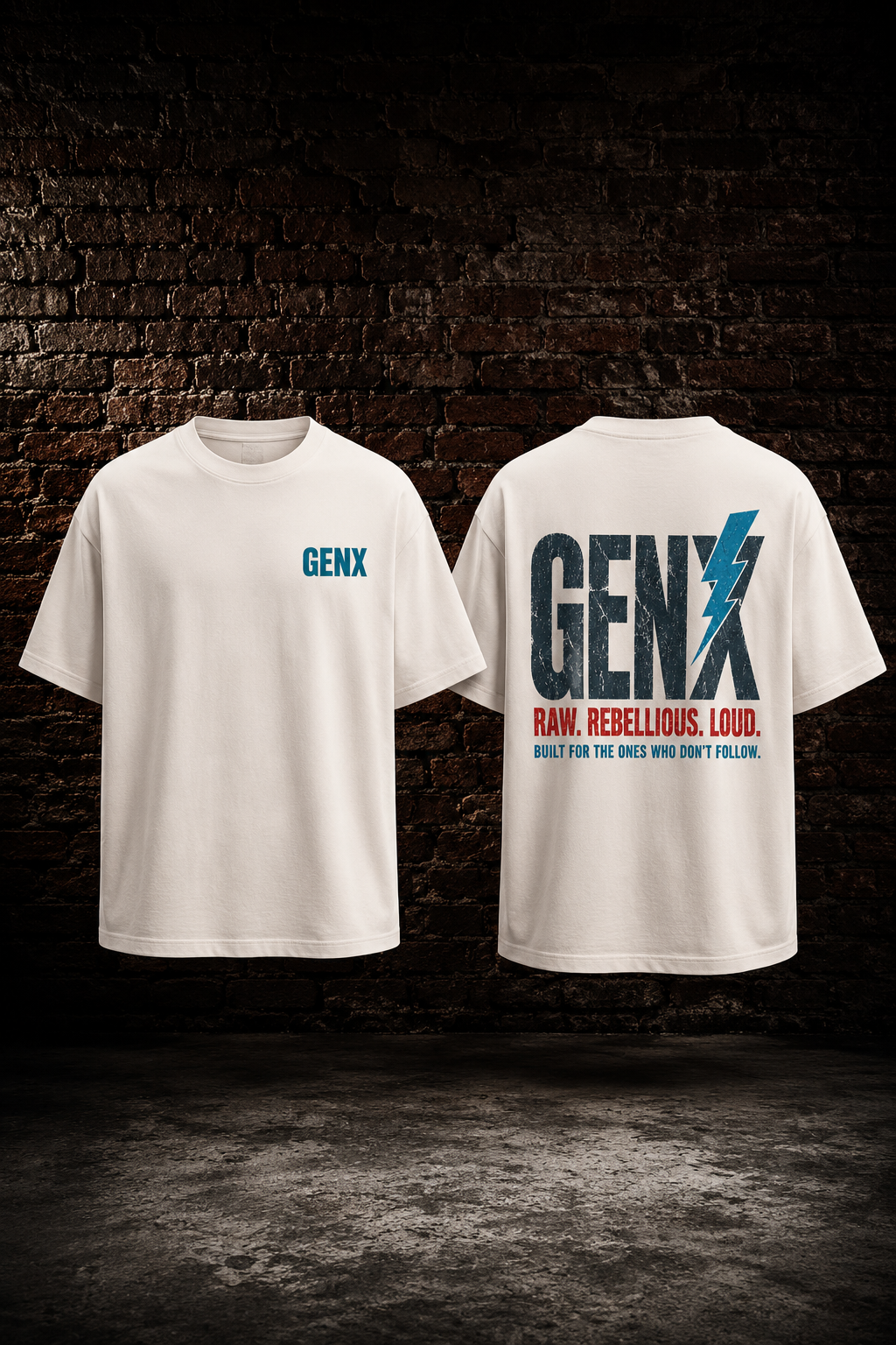 GENX RAW. REBELLIOUS. LOUD. Oversized T-Shirt – Natural Raw