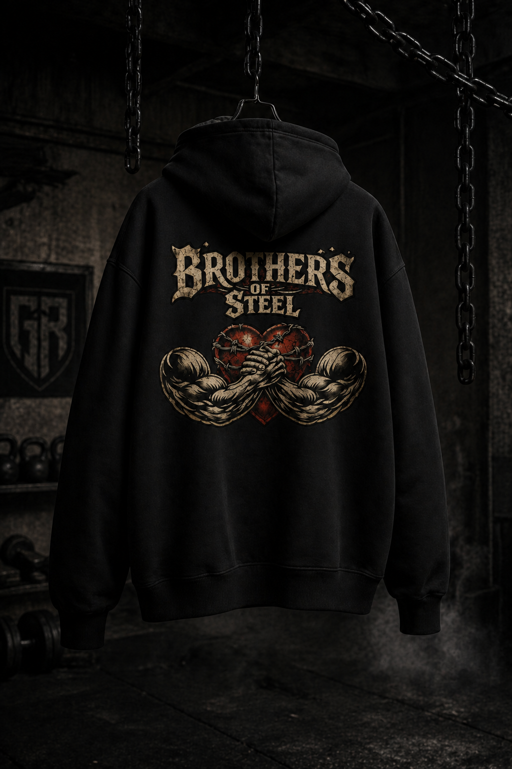 Brothers of Steel Oversized Hoodie – Streetwear & Gym Statement Edition