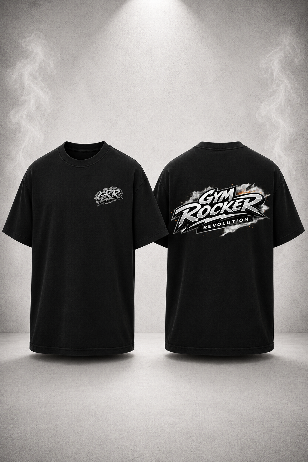 Gym Rocker Revolution silver Oversized T-Shirt – Streetwear Gym Pumpcover in Schwarz