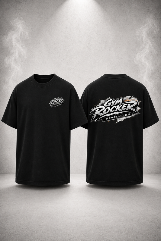 Gym Rocker Revolution silver Oversized T-Shirt – Streetwear Gym Pumpcover in Schwarz