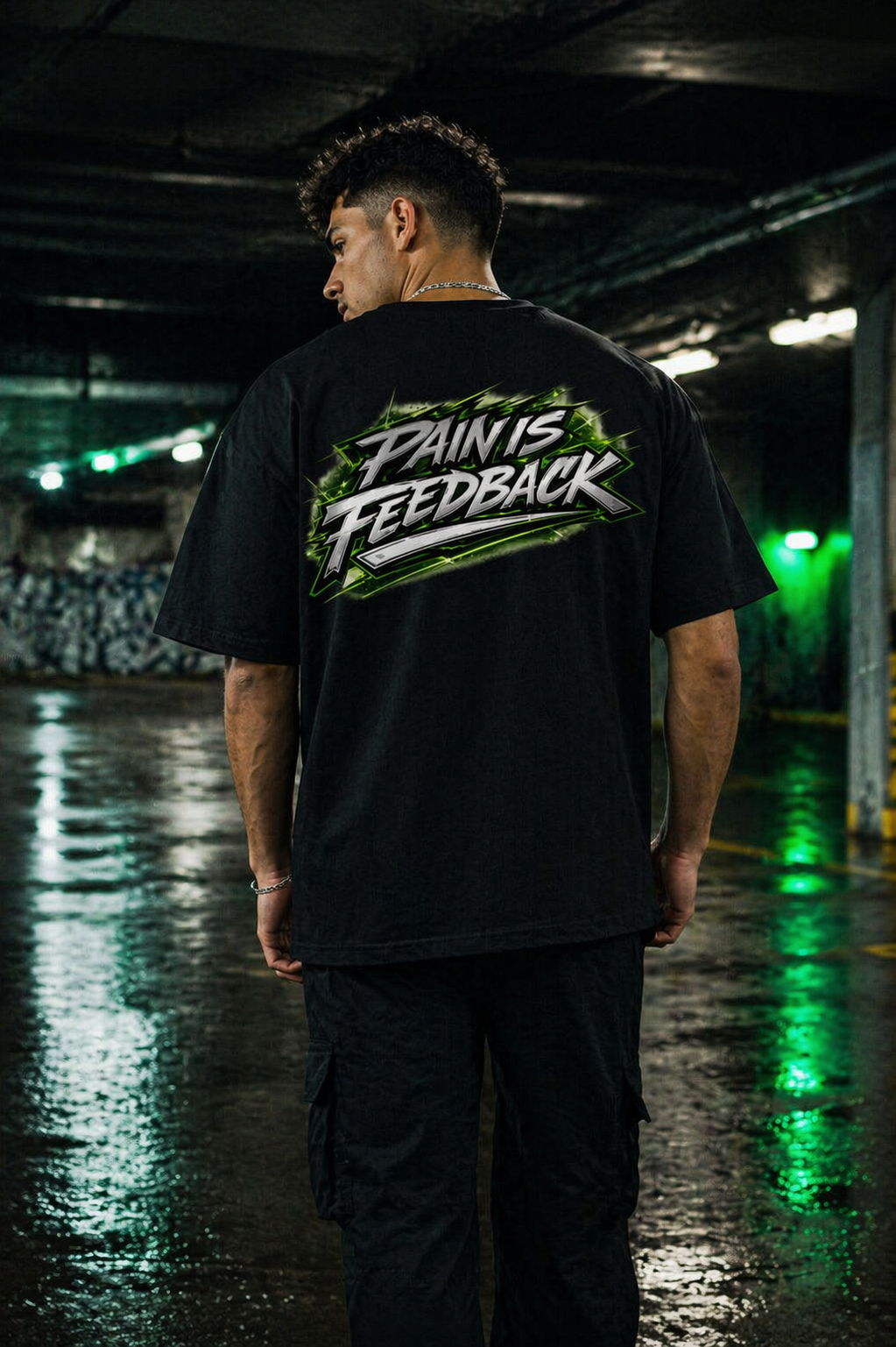 Gym Rocker Revolution Oversized T-Shirt Black – Pain Is Feedback Neon