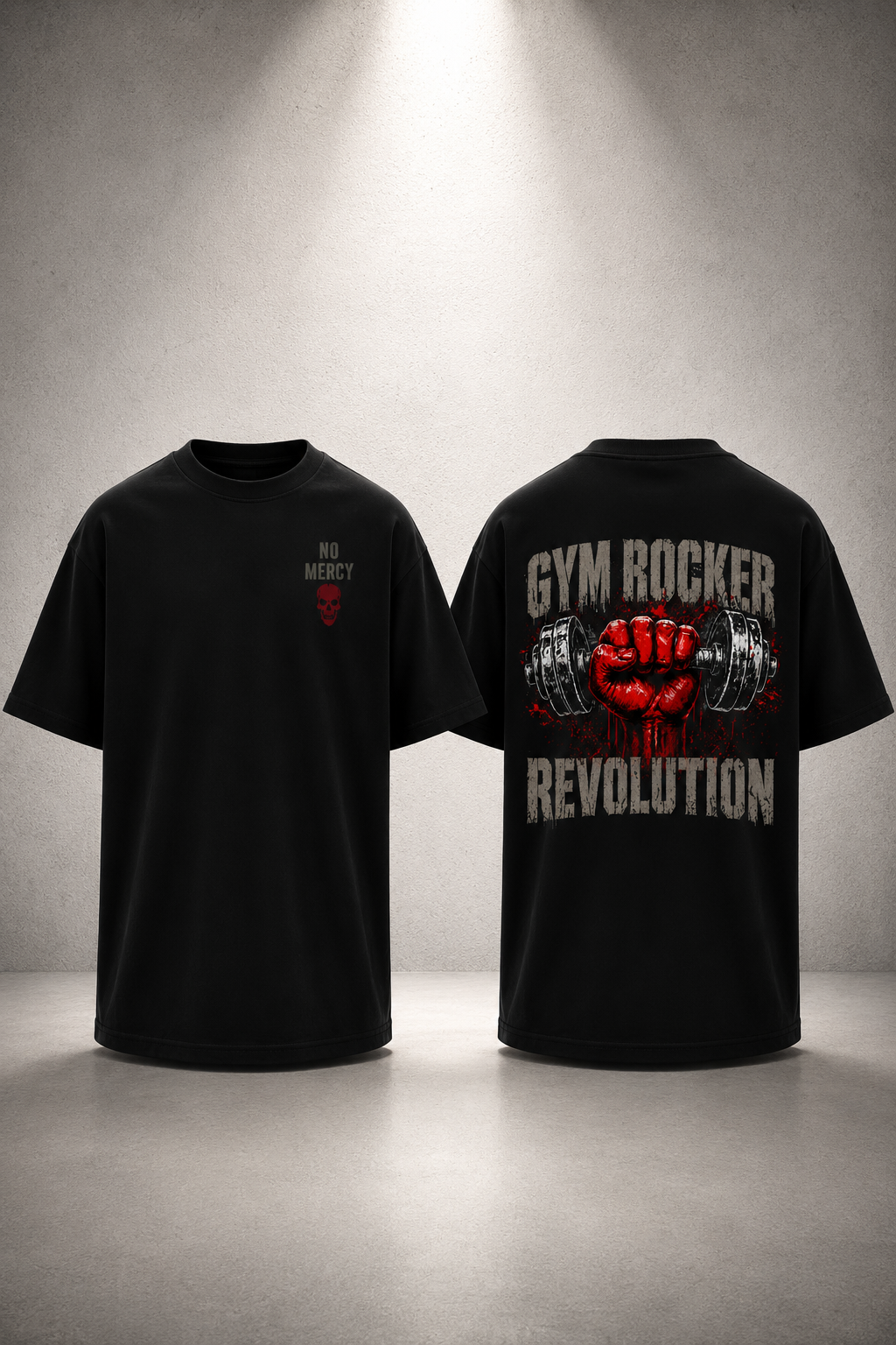 The REVOLUTION 'NO MERCY' Oversized T-Shirt Black – Premium Gym & Streetwear Tee