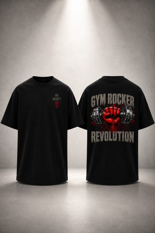 The REVOLUTION 'NO MERCY' Oversized T-Shirt Black – Premium Gym & Streetwear Tee
